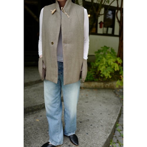 ASEEDONCLÖUD ｜Railway waistcoat (Greyish beige) unisex