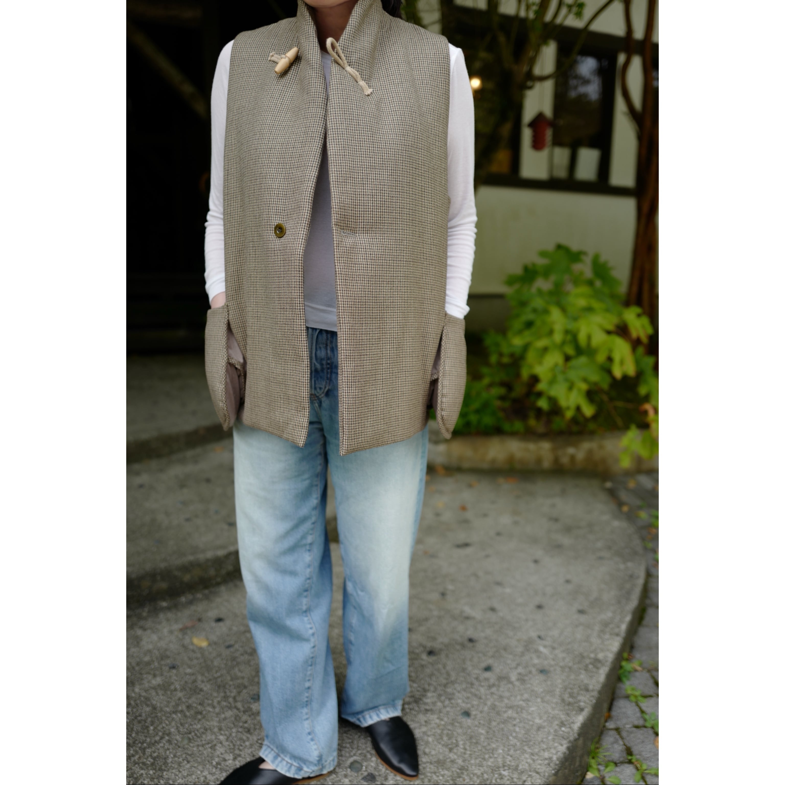 ASEEDONCLÖUD |Railway waistcoat (Greyish beige) unisex