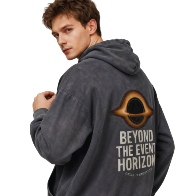 BEYOND THE EVENT HORIZON　Garment dye Hoodie Black [T0001]