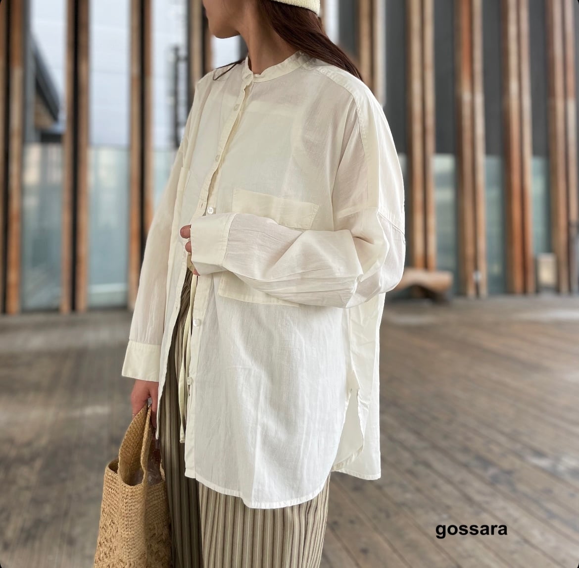 キャンブリックバンドカラーシャツ 5052451 (0418)