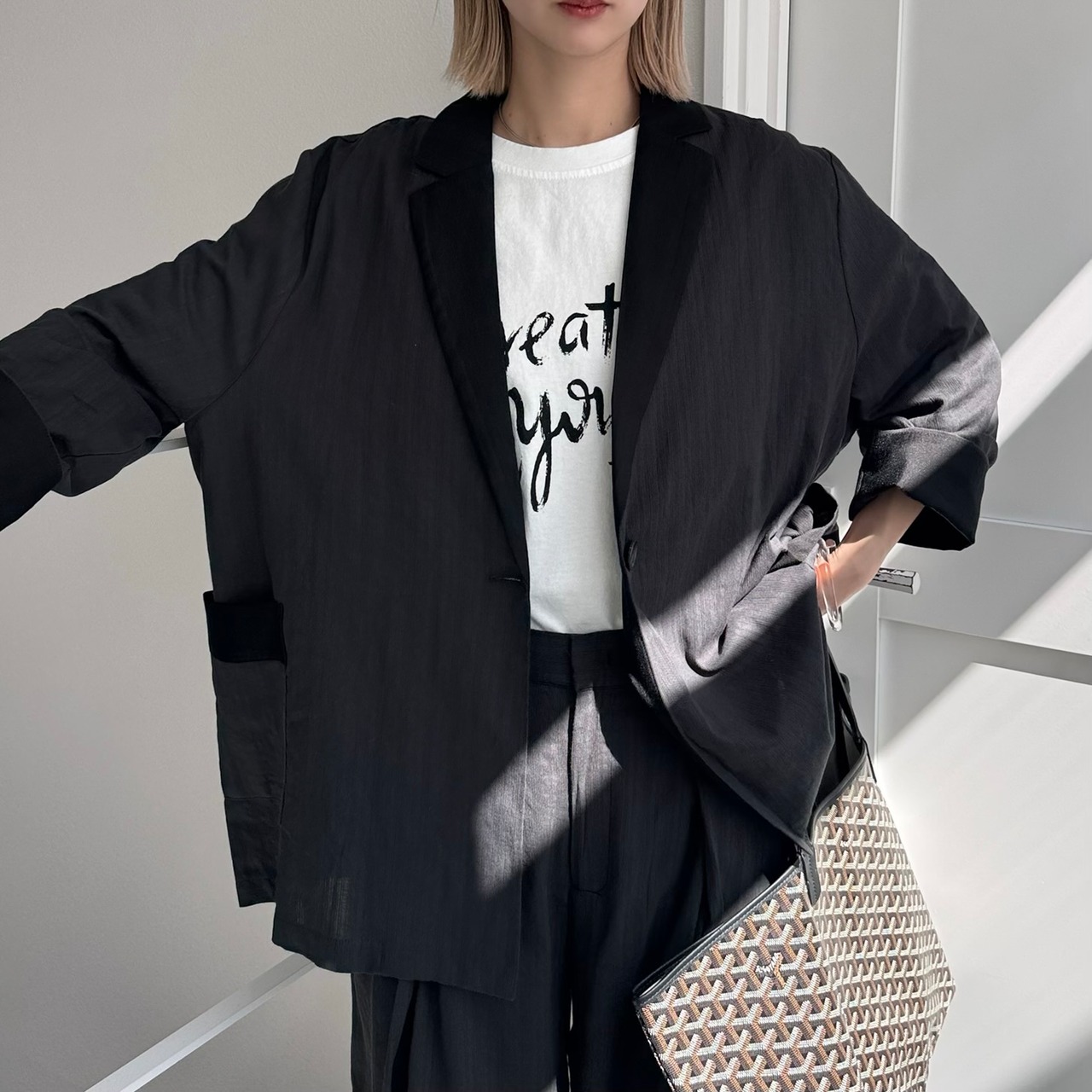 ニュアンスロゴオーバーTee/ホワイト