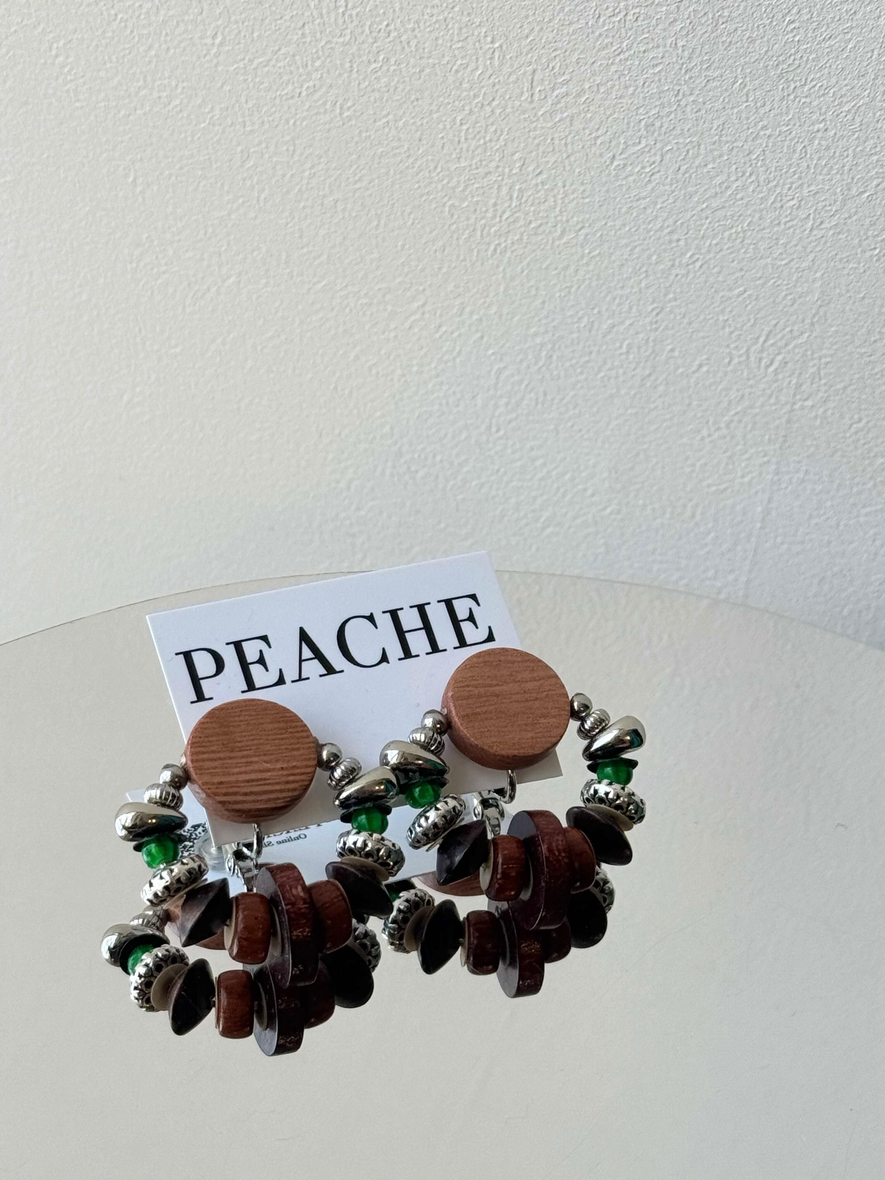 circle wood green mix silver