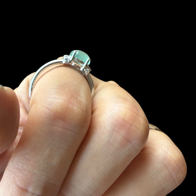 Vintage Green Chalcedony & Topaz Silver Ring