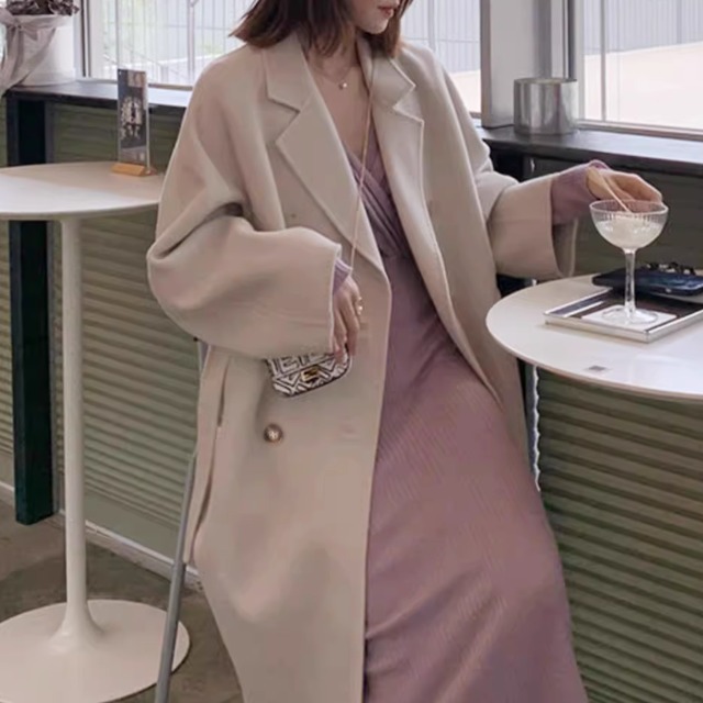 【ダブルブレストロング丈オーバーサイズコート】P02129