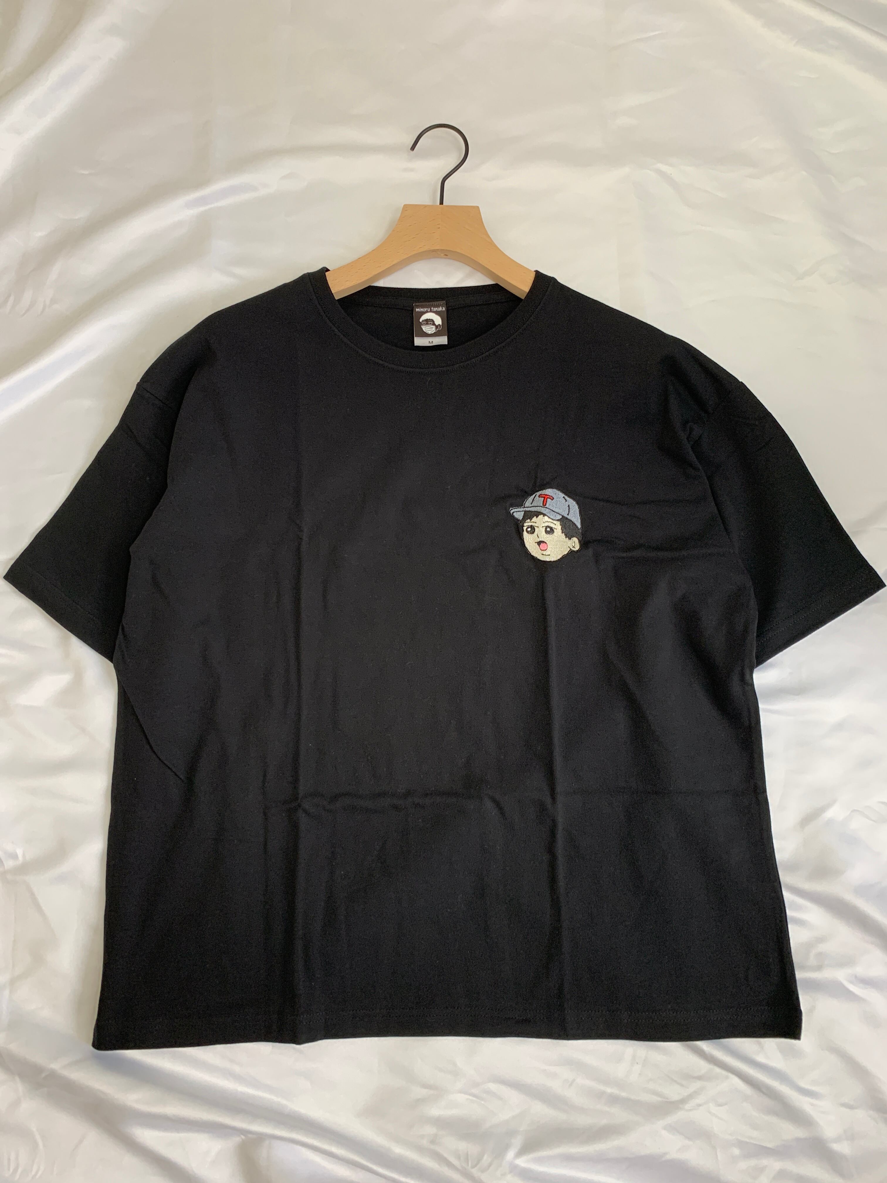 野球帽みのるくん刺繍Tシャツblack