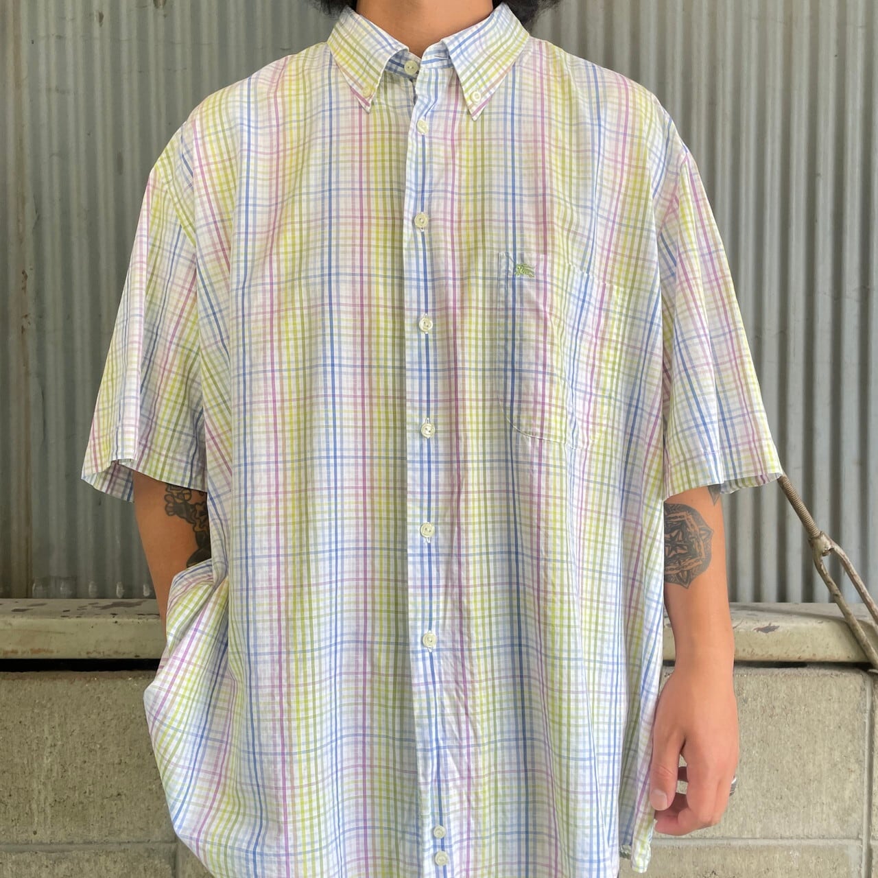 Burberrys London バーバリー ロンドン 半袖 チェックシャツ メンズ2XL