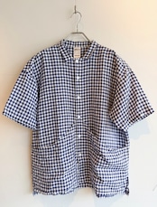 allinone（オールインワン）SMOCK GROWTH SS - Herdmans Linen Gingham - ネイビー