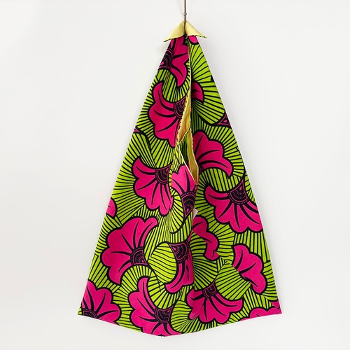 あずまバッグ M｜アフリカンプリント エコバッグ おしゃれ カラフル 普段使い  フューシャ・ペタルYE