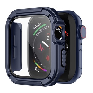 【在庫のみ】WASPO コンパチブル Apple watch ケース 頑丈 44mm 高感度強化フィルム付き アップルウォッチケース 保護カバー iWatch ケース 耐衝撃 落下 吸収(Series SE/6/5/4 ブルー)