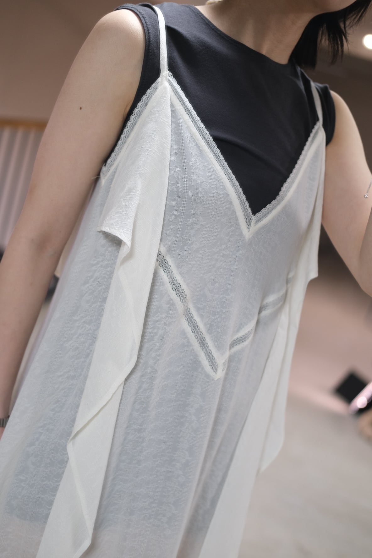 FETICO】LACE JACQUARD CAMI DRESS -Off White- | loop