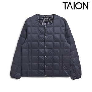 TAION タイオン ベーシック クルーネックボタン インナーダウンジャケット メンズ 800FP ダウン95% 軽量 防寒 保温 収納袋 コンパクト TAION-104 ダークネイビー