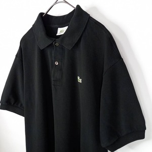 ラコステ　ポロシャツ　半袖　L1212　刺繍ロゴ　シェル　ユーロ古着　ブラック　L
