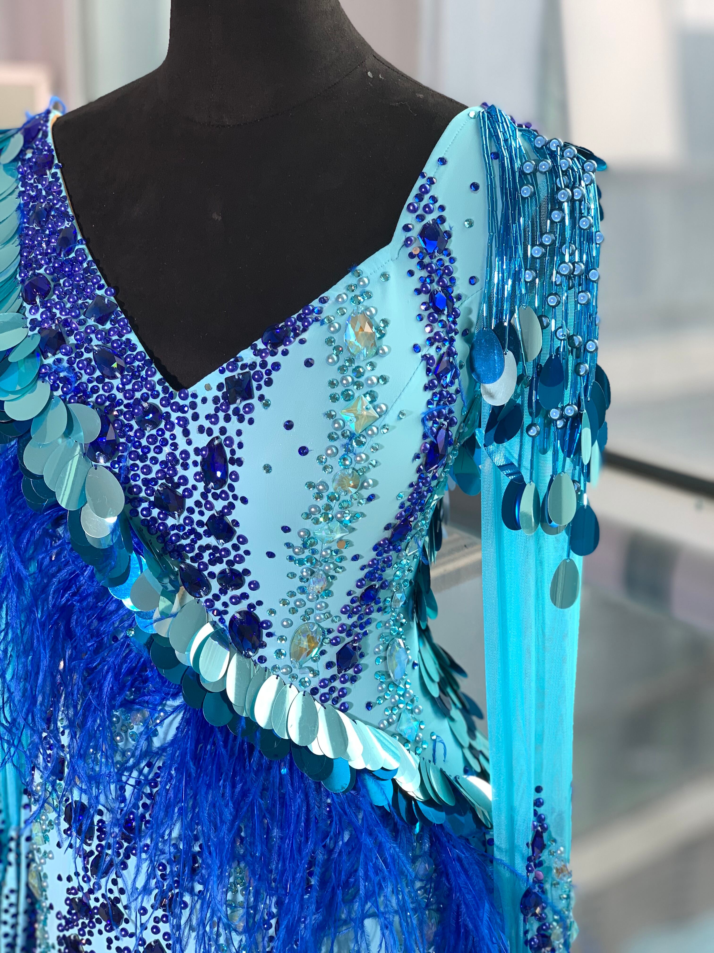 SS206アイスロイヤルブルードレス | 社交ダンスウェア