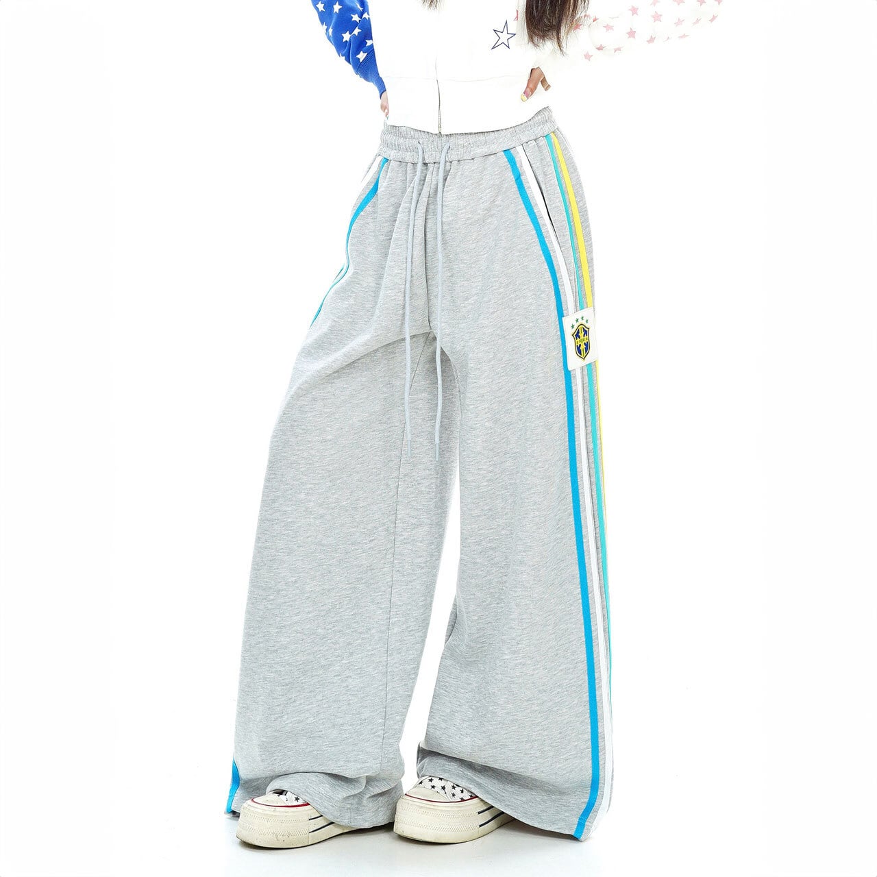 マルチサイドラインワイドスウェットパンツ 2col R02753