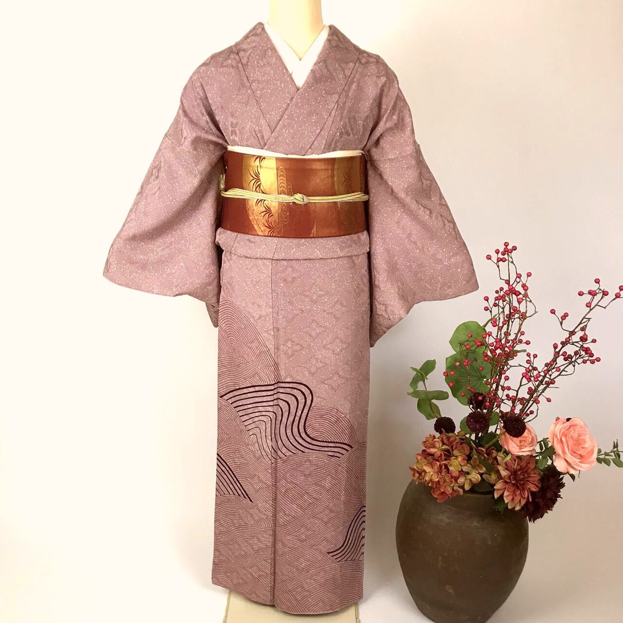 付下げ着物\u0026袋帯 2点セット 刺繍 桜 kimono A-1359kimonolove