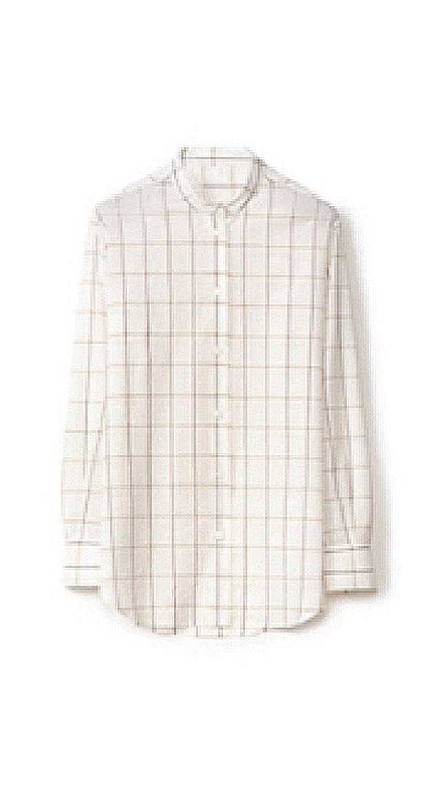 SARA LANZI -Oversize shirt wrinkled fil a fil- :WHITE WINDOWPANE CHECK