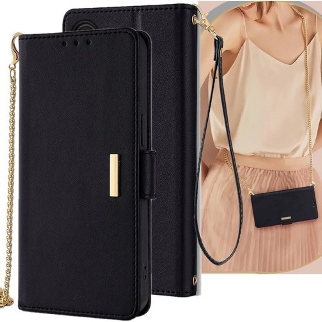 Xperia 10 VI SO-52E ケース 手帳型 ショルダーケース Xperia 10 6 ストラップケース Xperia10 VI SOG14 au doo A402SO SoftBank SIMフリー XQ-ES44 モバイル ソニー エクスぺリア10 VI SO52E 適用 Cobeimisr ポシェット ショルダー 肩がけ ストラップ 斜め掛け スマホケース ブラック 3168