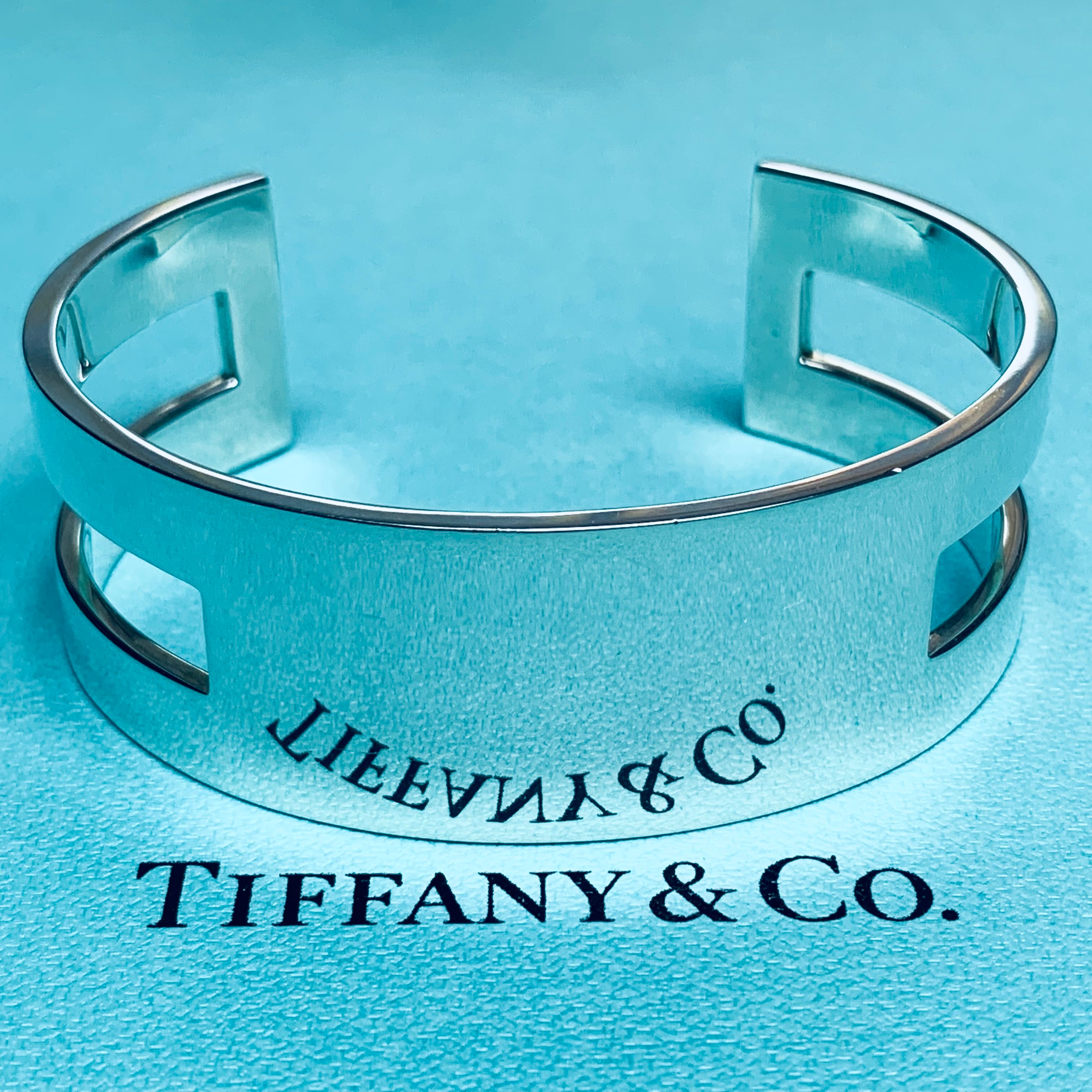 OLD TIFFANY & CO. Side Open Cuff Bracelet Sterling Silver 