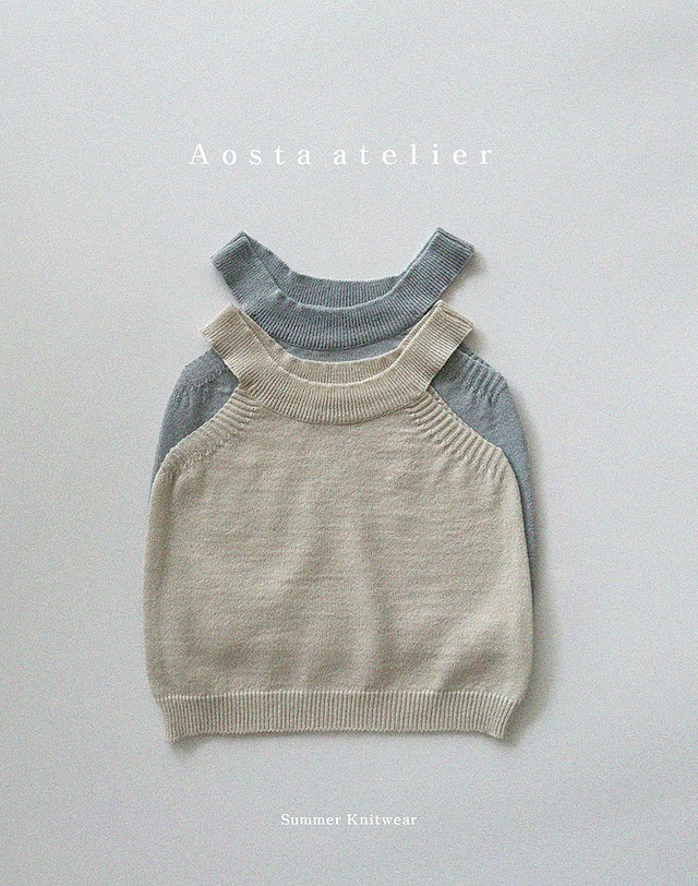 【予約】Ice sleevelsee knit tops (R0098)