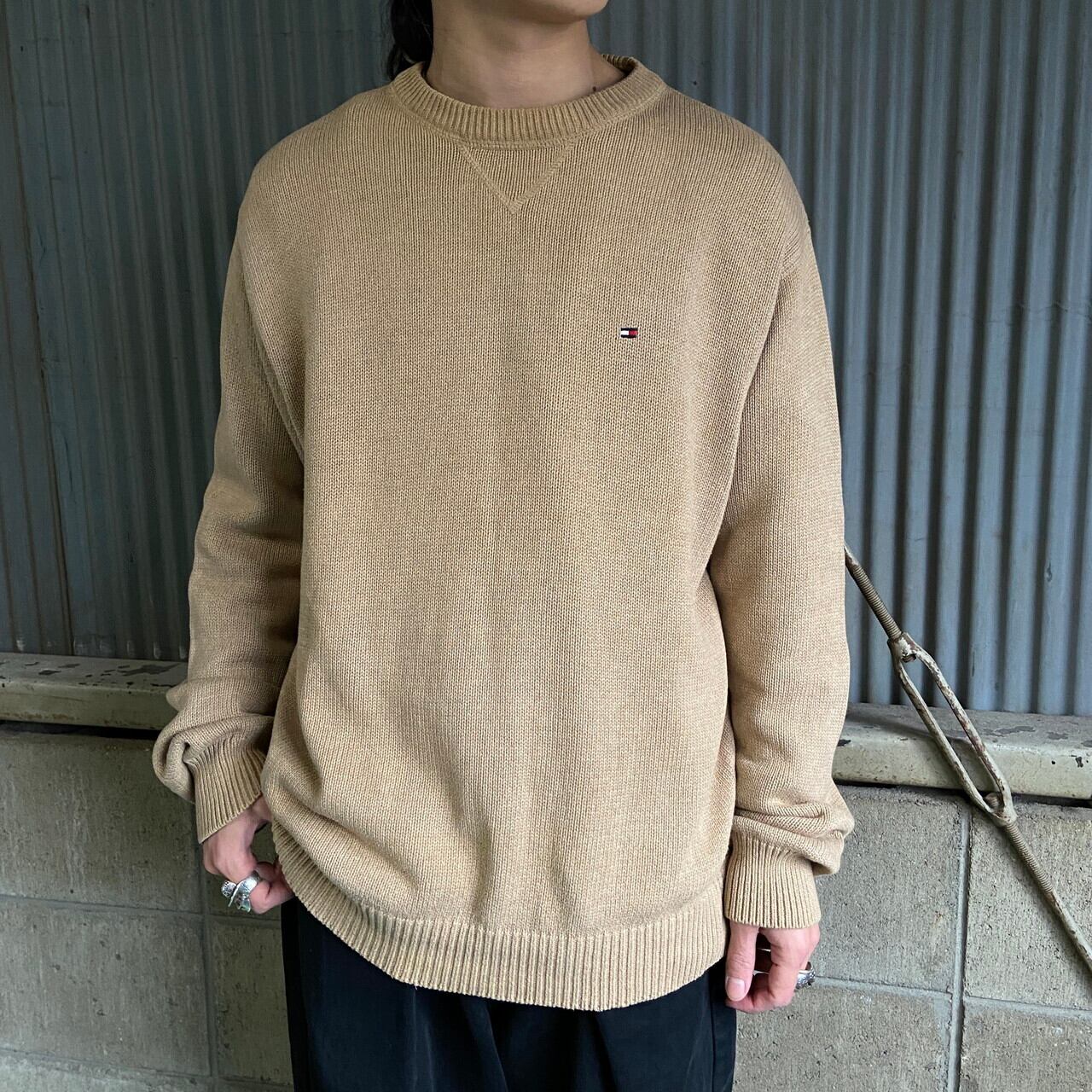 90年代 TOMMY HILFIGER トミーヒルフィガー コットンニットセーター 