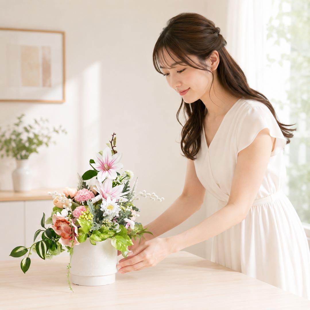初盆・新盆】光触媒フラワー 仏花 蓮のお供えフラワーアレンジメント