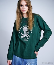 AFスカルエンブロイダリーL/SルーズTシャツ (GREEN) CQ-47081