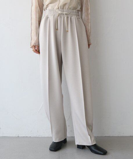 【SELECT】きれいめポンチ素材カーブパンツ