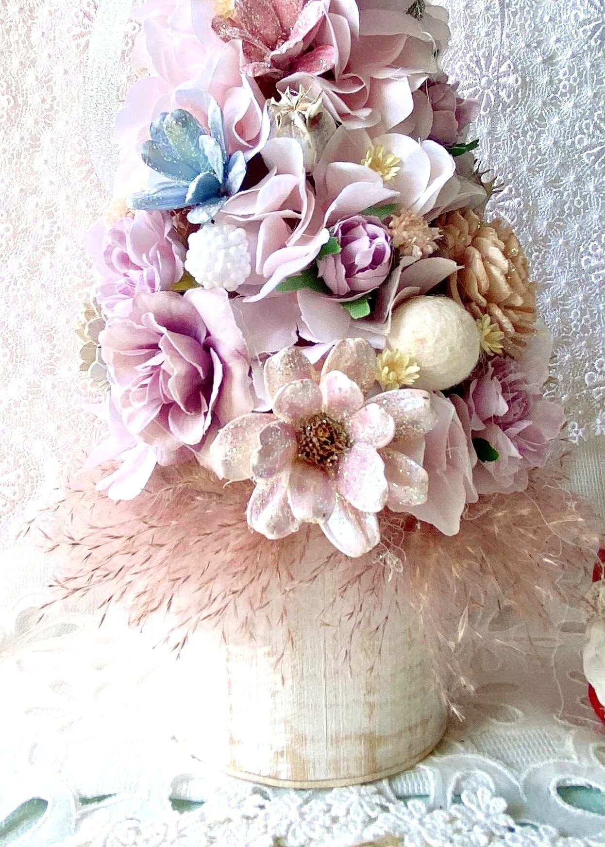 【HK-003】やさしさ咲くパステルピンクのクリスマスツリー｜心ときめく冬の飾り