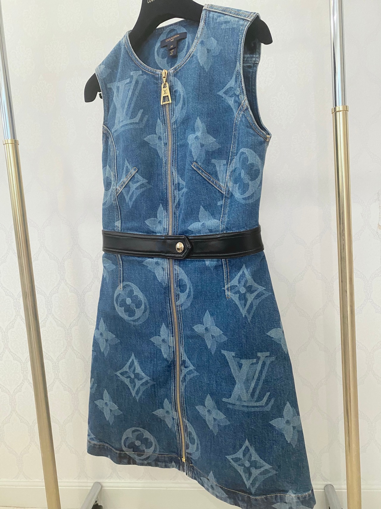 LOUIS VUITTON ルイヴィトン モノグラム デニム Aライン ミニドレス 