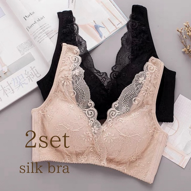 【2set】【silk】lace desigh bra　S118