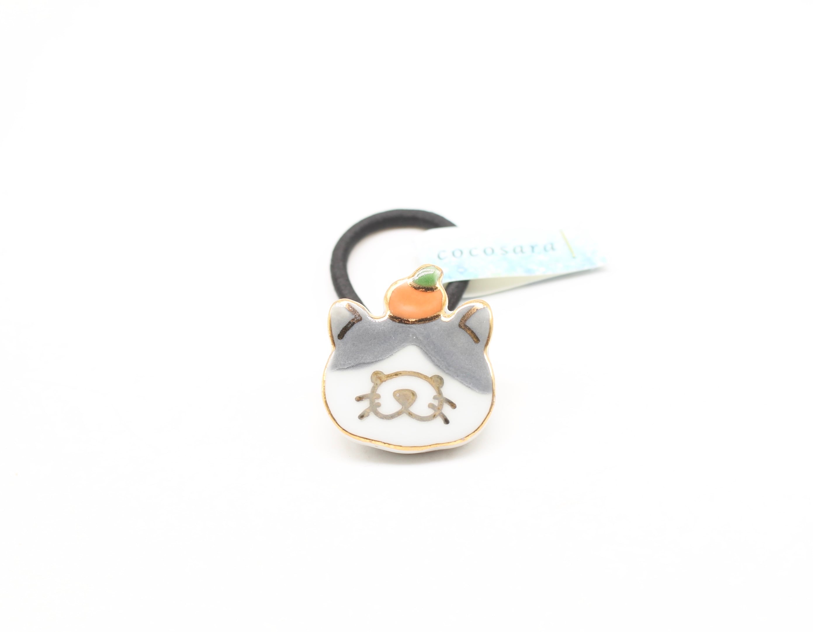 有田焼 ヘアゴム ミカンねこ グレー | 有田焼アクセサリー・陶器