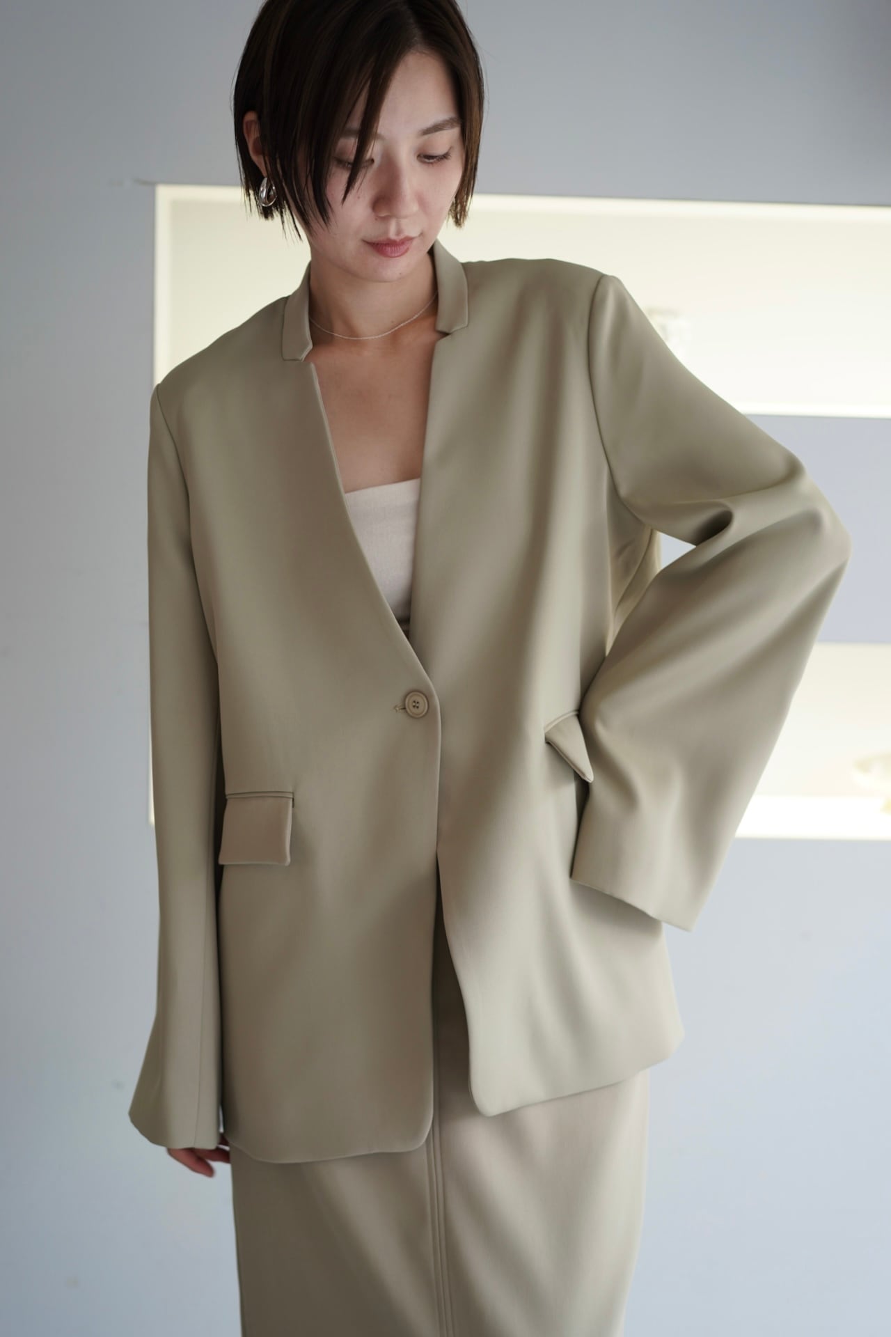 louren notched collar jacket ノッチドカラージャケット Pistacchio