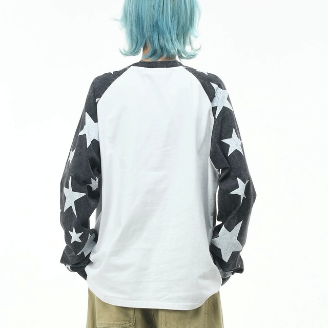 ヴィンテージライクスターパターンラグランTシャツ 2col   R02570