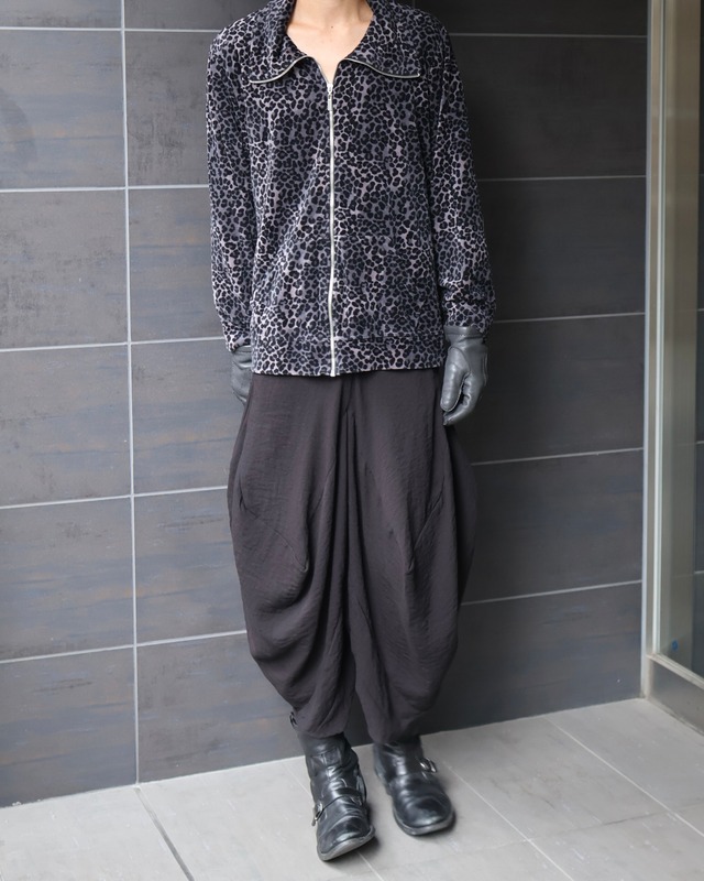 Leopard design velour zip blouson