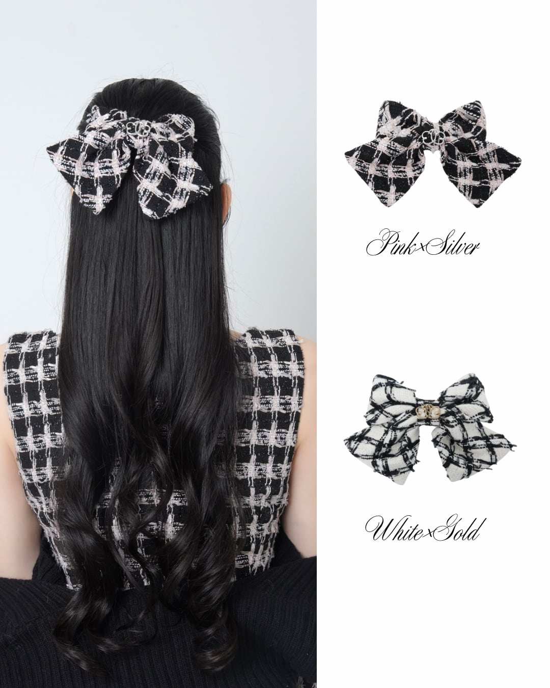 lumignon ルミニョン リボン ヘアクリップ ピンクブラック 【公式通販】