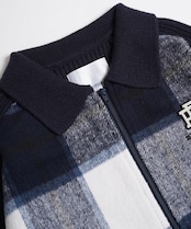 【#Re:room】WOOL CHECK SWITCHING ZIP UP KNIT JACKET［REK132］