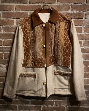 【Caka act3】"Dead Stock" Suede Leather Swiching Vintage Loose Jacket
