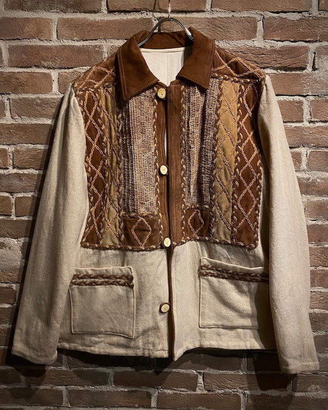 【Caka act3】"Dead Stock" Suede Leather Swiching Vintage Loose Jacket