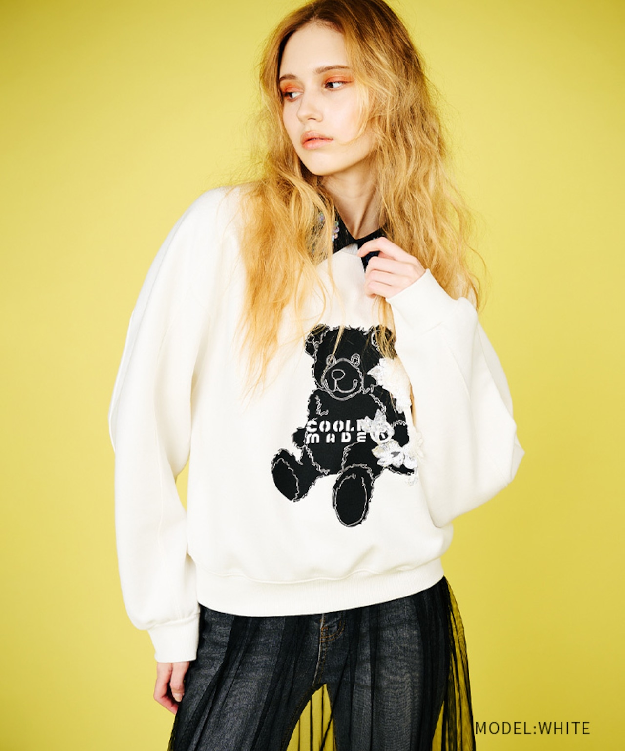 COOLAベアープリントTOPS (WHITE) CQ-48004