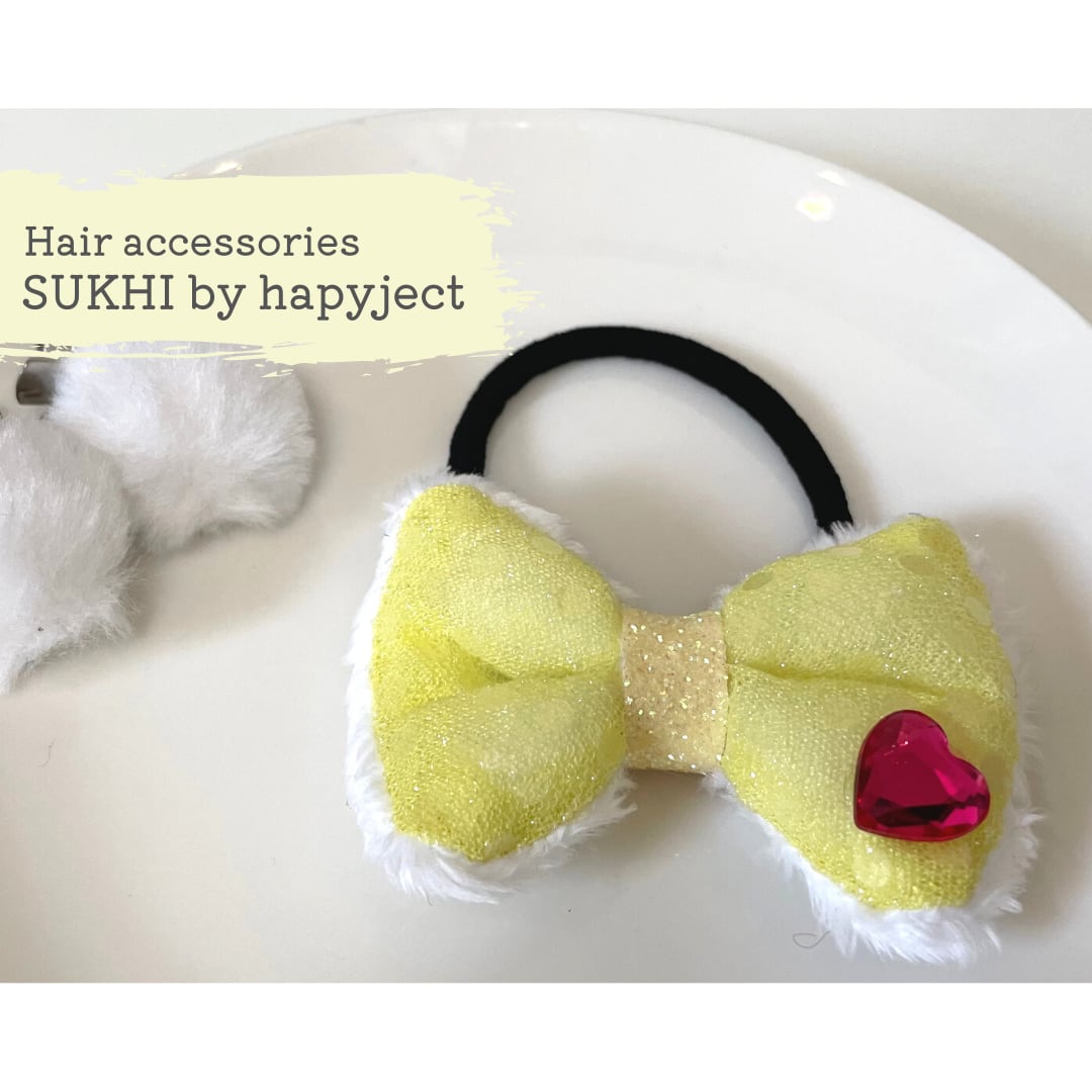 キラキラファーリボンヘアゴム(yellow) | SUKHI by hapyject