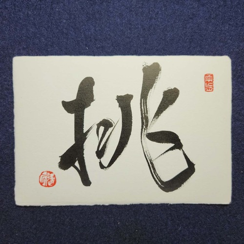 「挑（む）」A｜書道家直筆の葉書横作品 手漉き和紙