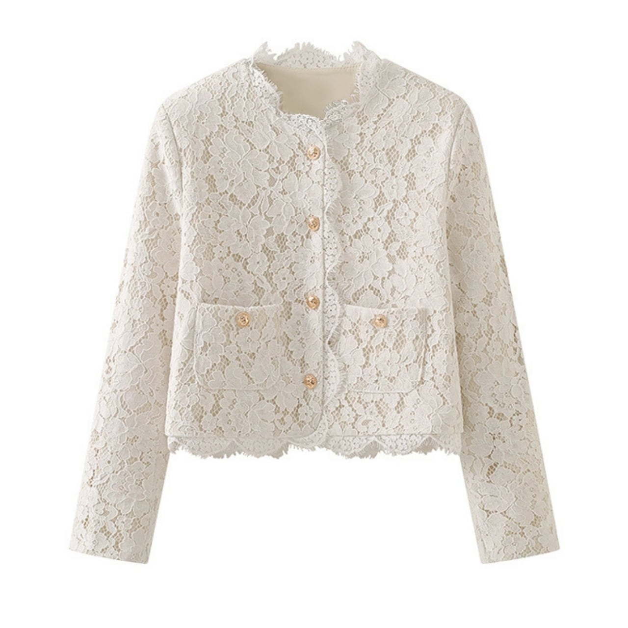 ラウンドネック エレガントレース ジャケット