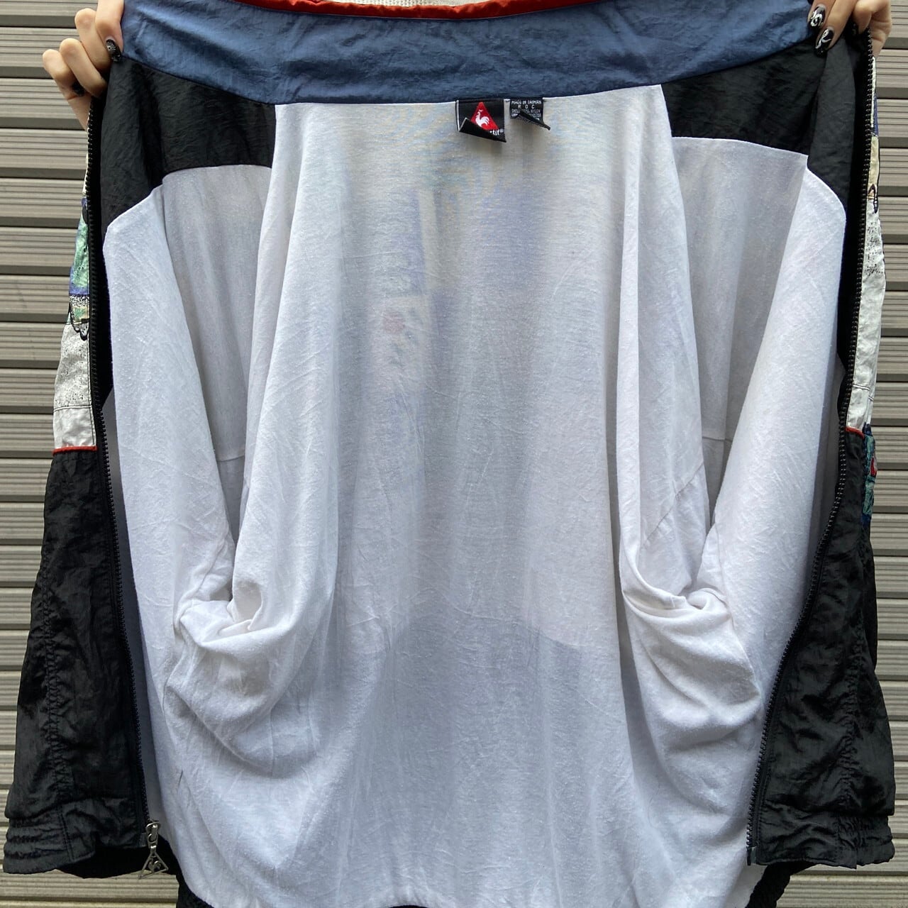 90年代 le coq sportif ルコック スポルティフ 柄切替 ナイロン 