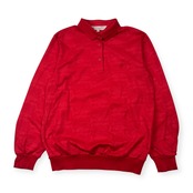 90s Christian Dior SPORTS クリスチャンディオール フィッシュ柄 長袖 ポロシャツ L/レッド レディース ビンテージ