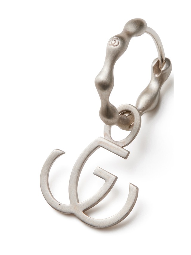 Logo & Silver Hoop Earring