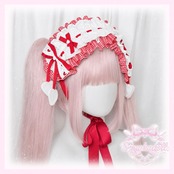 ♡ Candy ギンガムチェック柄 フリルレースリボンヘッドドレス light blue ♡
