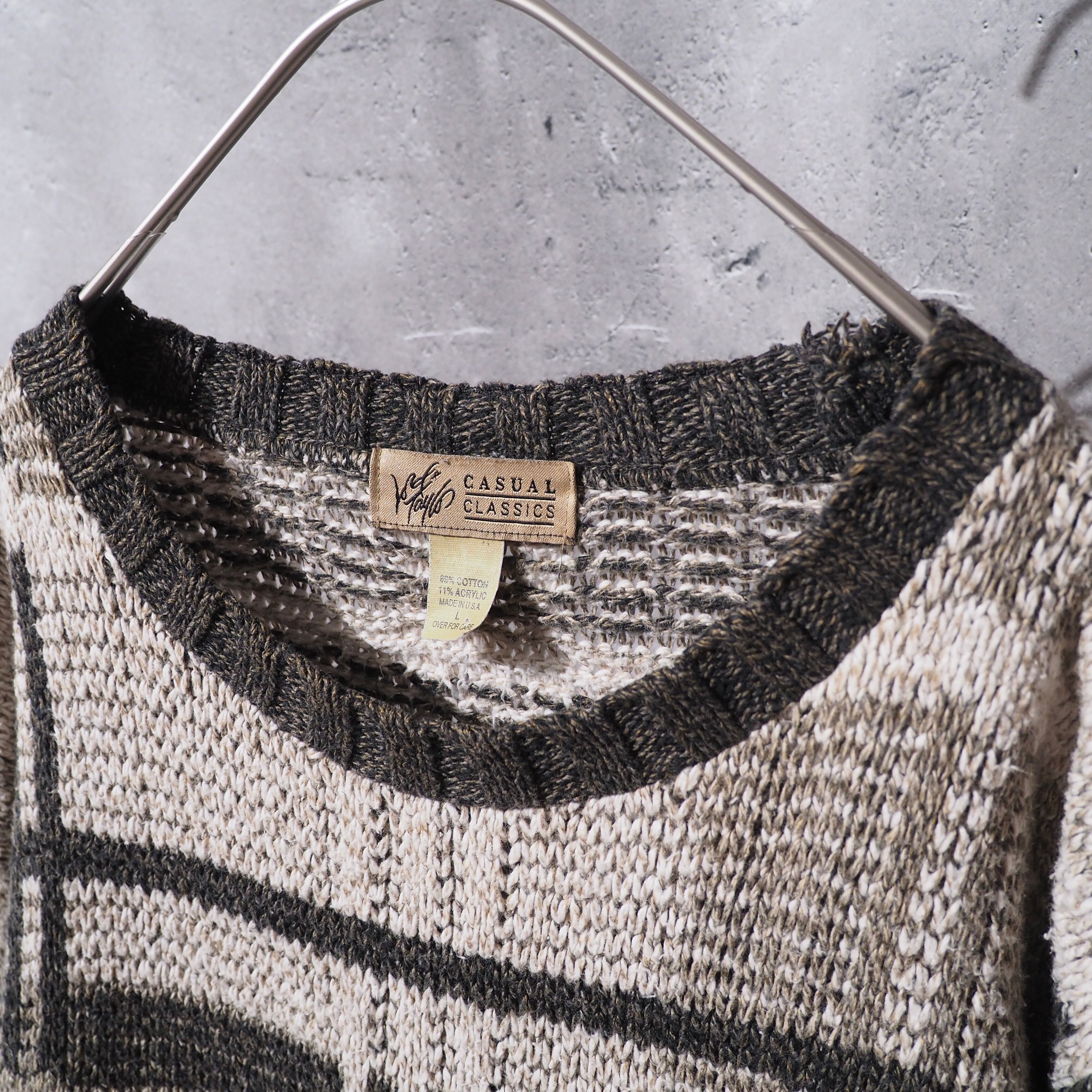 1990s " Made in USA " Block check pattern vintage loose knit