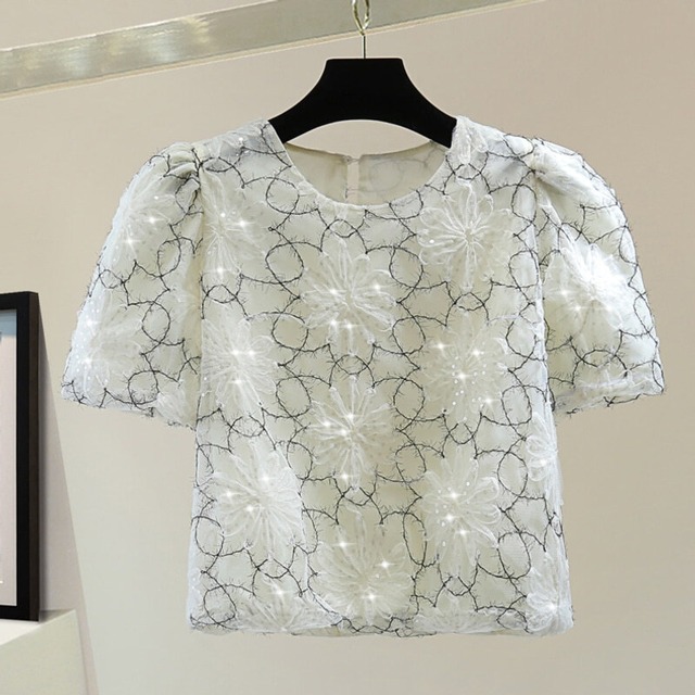 Flower embroidery blouse　M4061