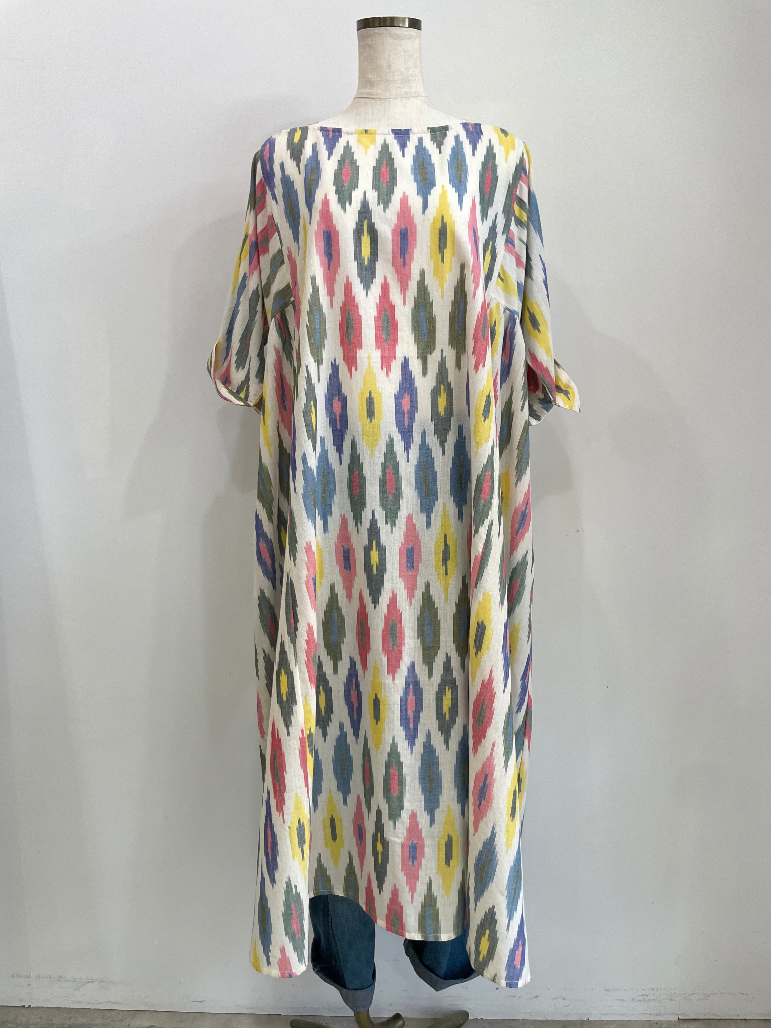 ARTISAV KHADI KALA COTTON イカット ダイヤ柄 マルチカラーKAORU DRESS