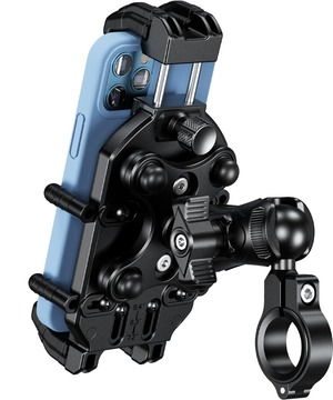 【人気】Kaedear(カエディア) バイク スマホホルダー 携帯ホルダー バイク用 振動吸収 マウント Airマウント 一体型 デビルホーン/Air Mount KDR-M26C (スマホホルダー)
